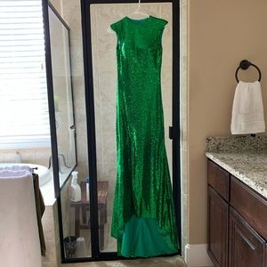 Beautiful Green Sequin Prom Ball Dress with Slit
